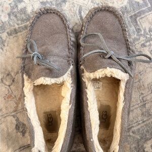 UGG Gray Suede Moccasin Slippers